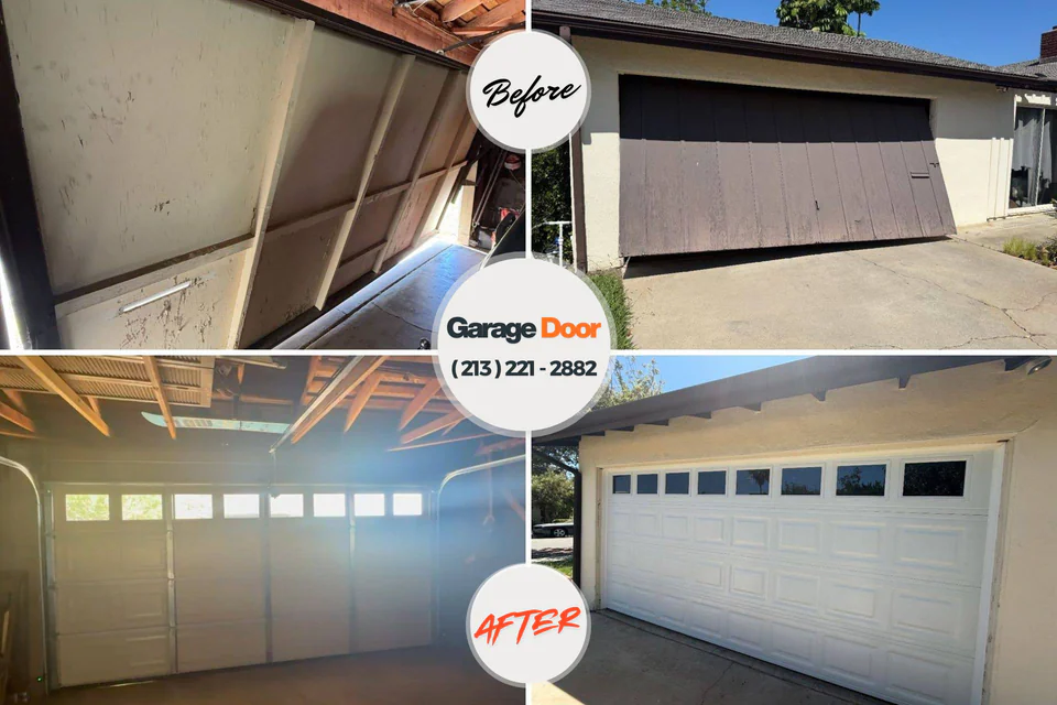 Before and after: garage door repair Rogers, AR